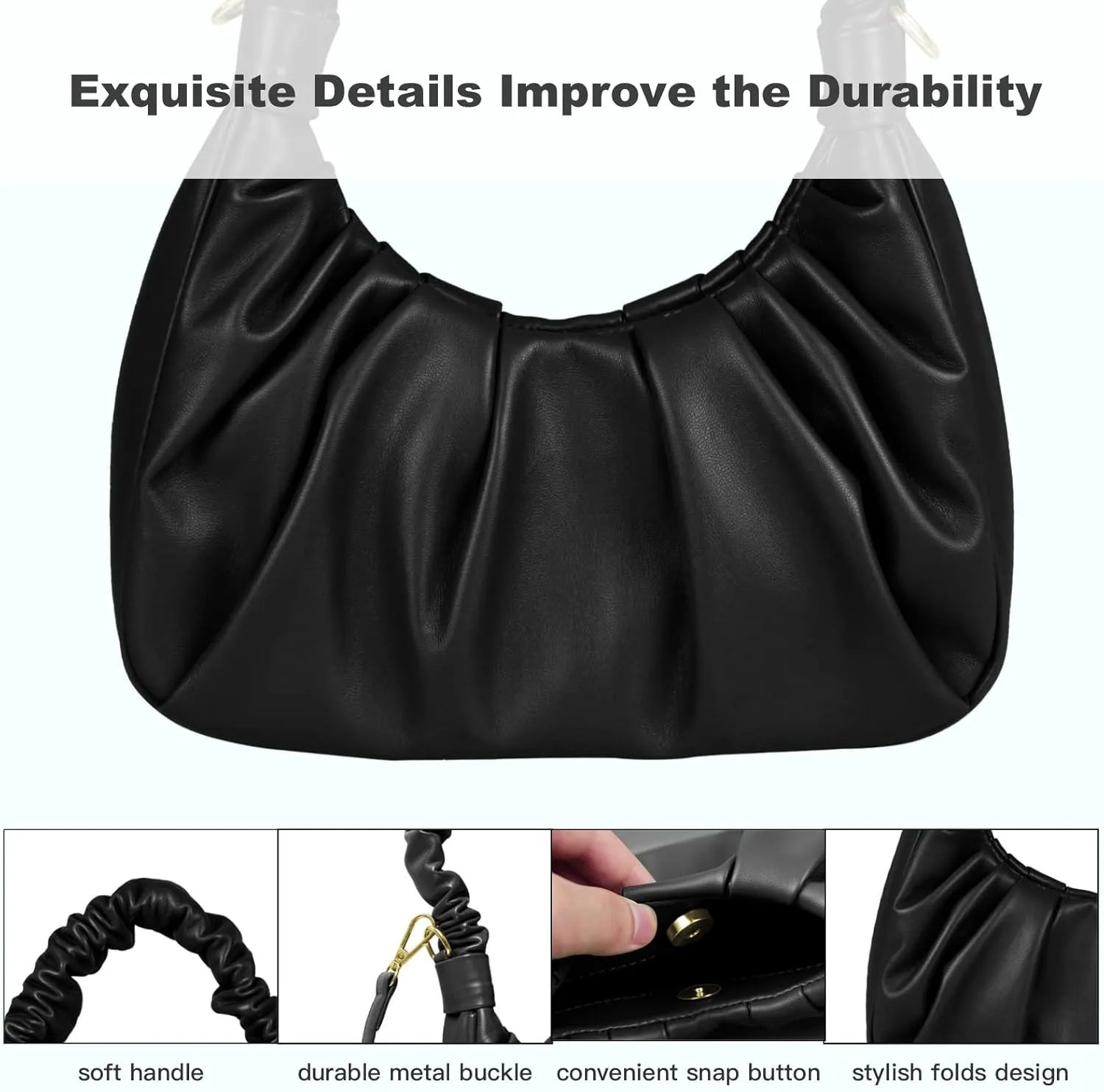 Classic Shoulder Bags for Women Cute Hobo Tote Mini Leather Handbag Clutch Purse Lightweight