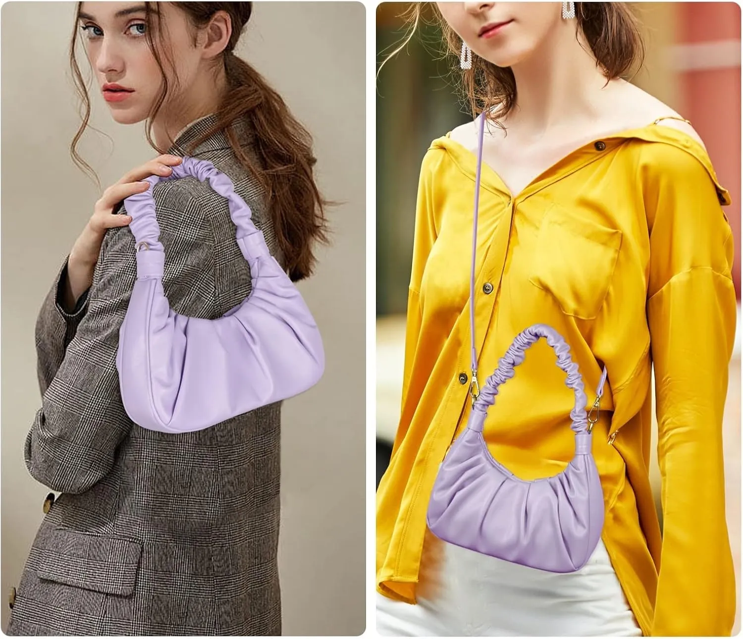 Classic Shoulder Bags for Women Cute Hobo Tote Mini Leather Handbag Clutch Purse Lightweight