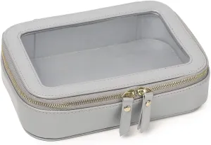 Clear Makeup Bag Small Cosmetic & Toiletry Bag Waterproof Travel Case Women's Pouch Organizer Makeup Bag for Car with Zipper Women (Gray, Small-1)