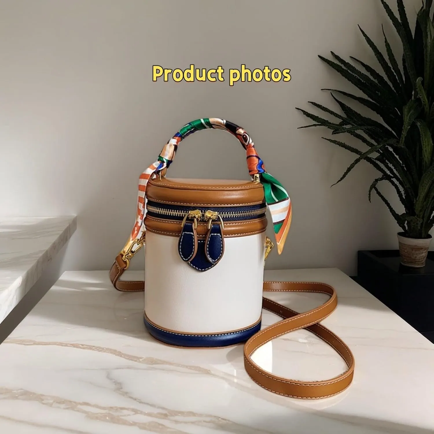 Colorblock Bucket Bag For Women,Women's Crossbody Bag,leather bucket bag,2025 New Summer Niche Design Cylinder Bag