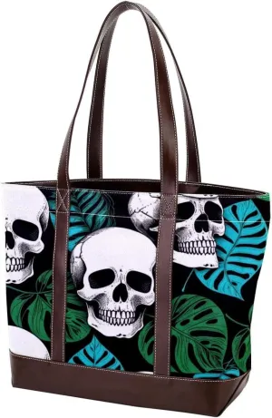 Colored Leaves-484 Tote Bags Durable Leather Canvas Purses and Handbags for Women Top Handle Shoulder Satchel Hobo Bags