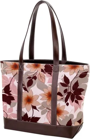 Colored Leaves-745 Tote Bags Durable Leather Canvas Purses and Handbags for Women Top Handle Shoulder Satchel Hobo Bags