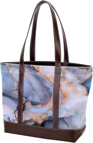 Colored Marble-1417 Tote Bags Durable Leather Canvas Purses and Handbags for Women Top Handle Shoulder Satchel Hobo Bags