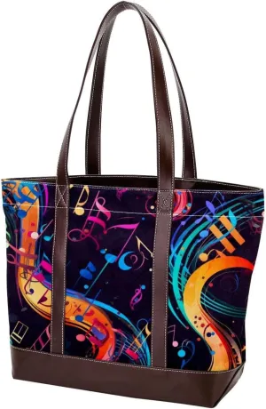 Colorful Aesthetic Notes-229 Tote Bags Durable Leather Canvas Purses and Handbags for Women Top Handle Shoulder Satchel Hobo Bags