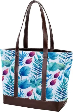 Colorful Art Leaves-553 Tote Bags Durable Leather Canvas Purses and Handbags for Women Top Handle Shoulder Satchel Hobo Bags