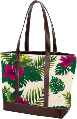 Colorful Art Leaves-556 Tote Bags Durable Leather Canvas Purses and Handbags for Women Top Handle Shoulder Satchel Hobo Bags