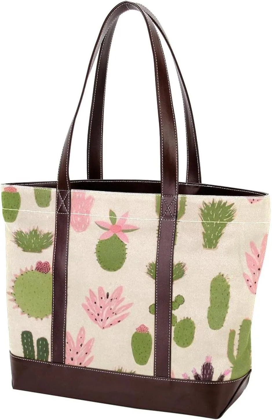 Colorful Cactus-460 Tote Bags Durable Leather Canvas Purses and Handbags for Women Top Handle Shoulder Satchel Hobo Bags
