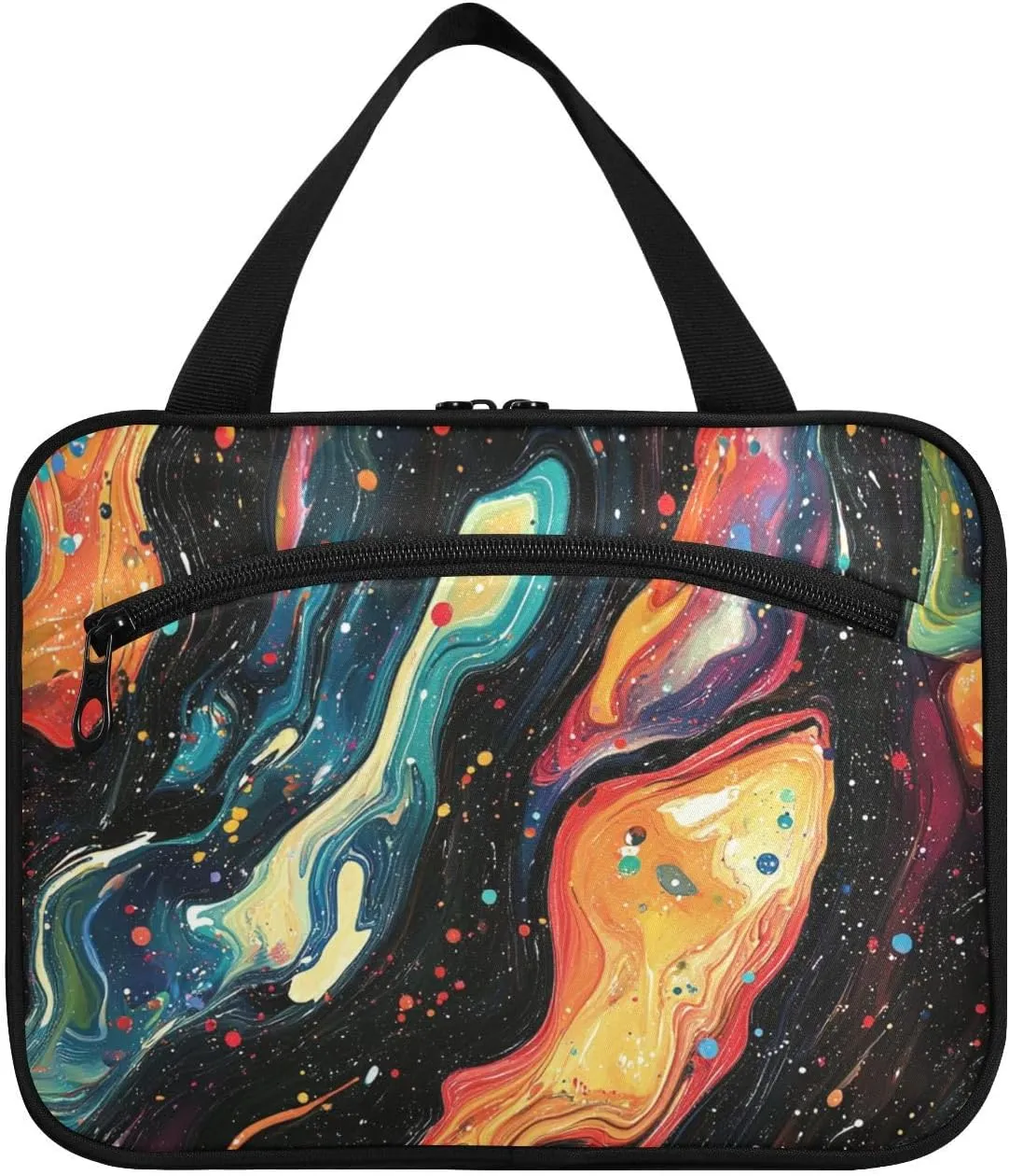 Colorful Ink Render hanging travel toiletry bag men with hook, designer chic medicine bag for travel essentials for women trip bolso de mano para hombre M