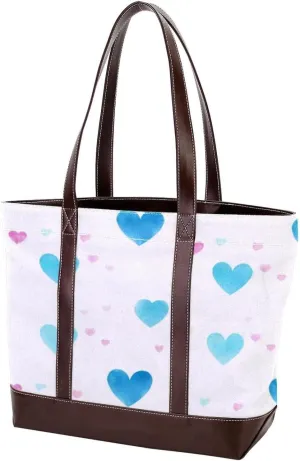 Colorful Love-1540 Tote Bags Durable Leather Canvas Purses and Handbags for Women Top Handle Shoulder Satchel Hobo Bags