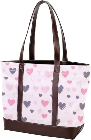 Colorful Love-1549 Tote Bags Durable Leather Canvas Purses and Handbags for Women Top Handle Shoulder Satchel Hobo Bags