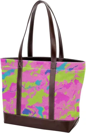 Colorful Tie Dyeing-28 Tote Bags Durable Leather Canvas Purses and Handbags for Women Top Handle Shoulder Satchel Hobo Bags