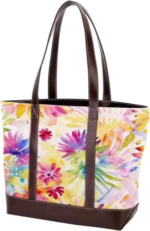 Colorful Tie Dyeing-4 Tote Bags Durable Leather Canvas Purses and Handbags for Women Top Handle Shoulder Satchel Hobo Bags
