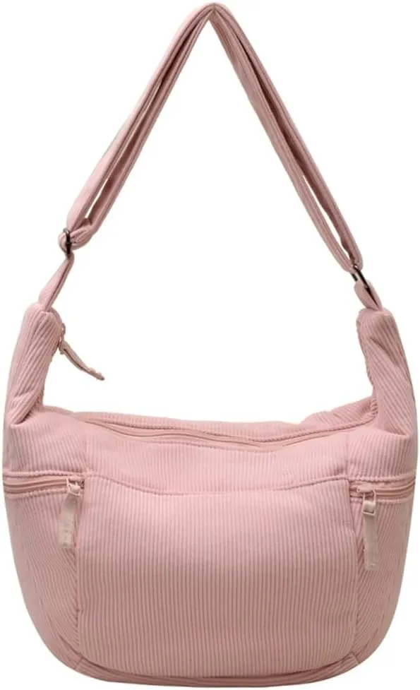 Corduroy Crossbody Bag for Women Lightweight Underarm Shoulder Purse Trendy Crescent Sling Hobo Bags Cute Tote Handbag