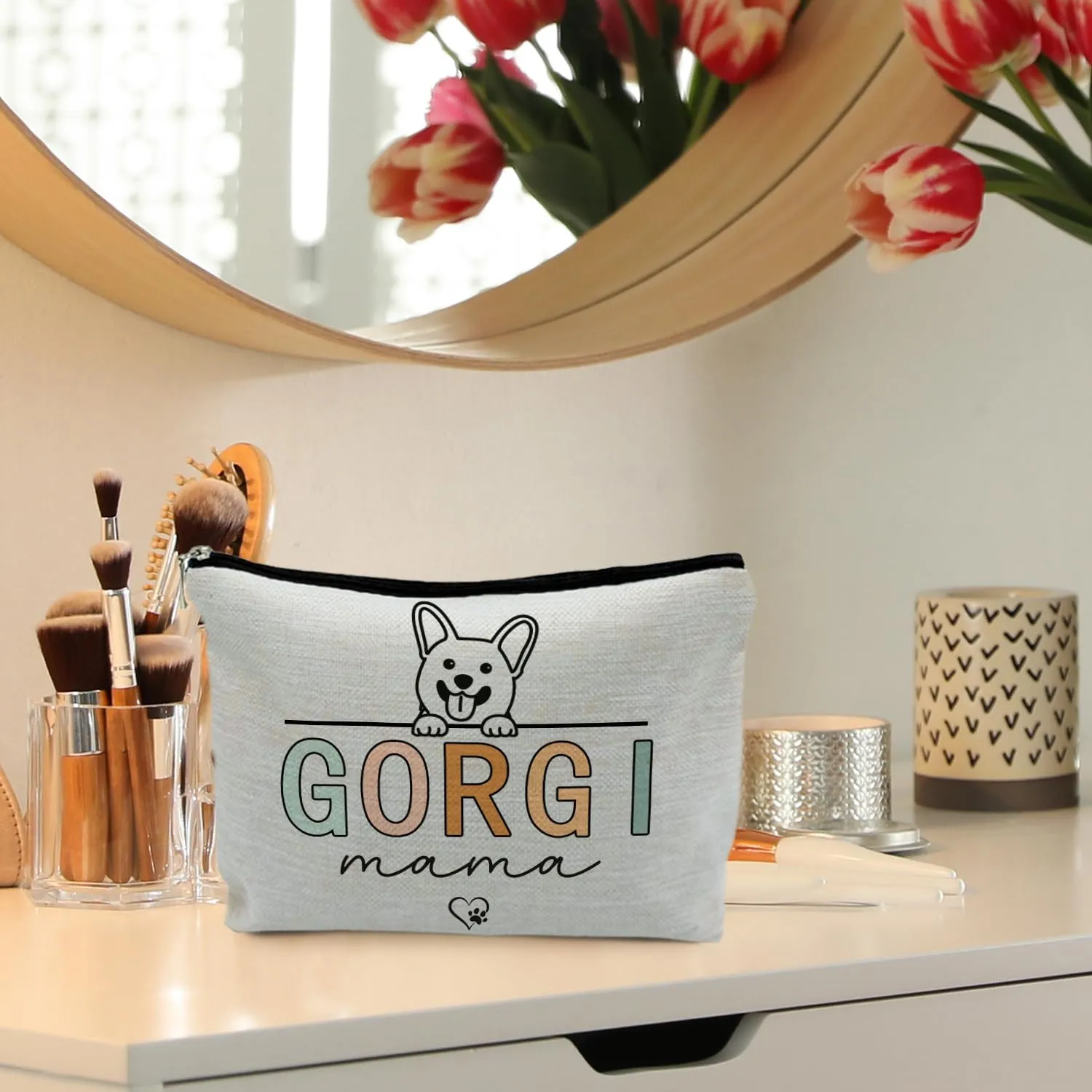 Corgi Mama Makeup Bag - Cosmetic Pouch for Corgi Lovers