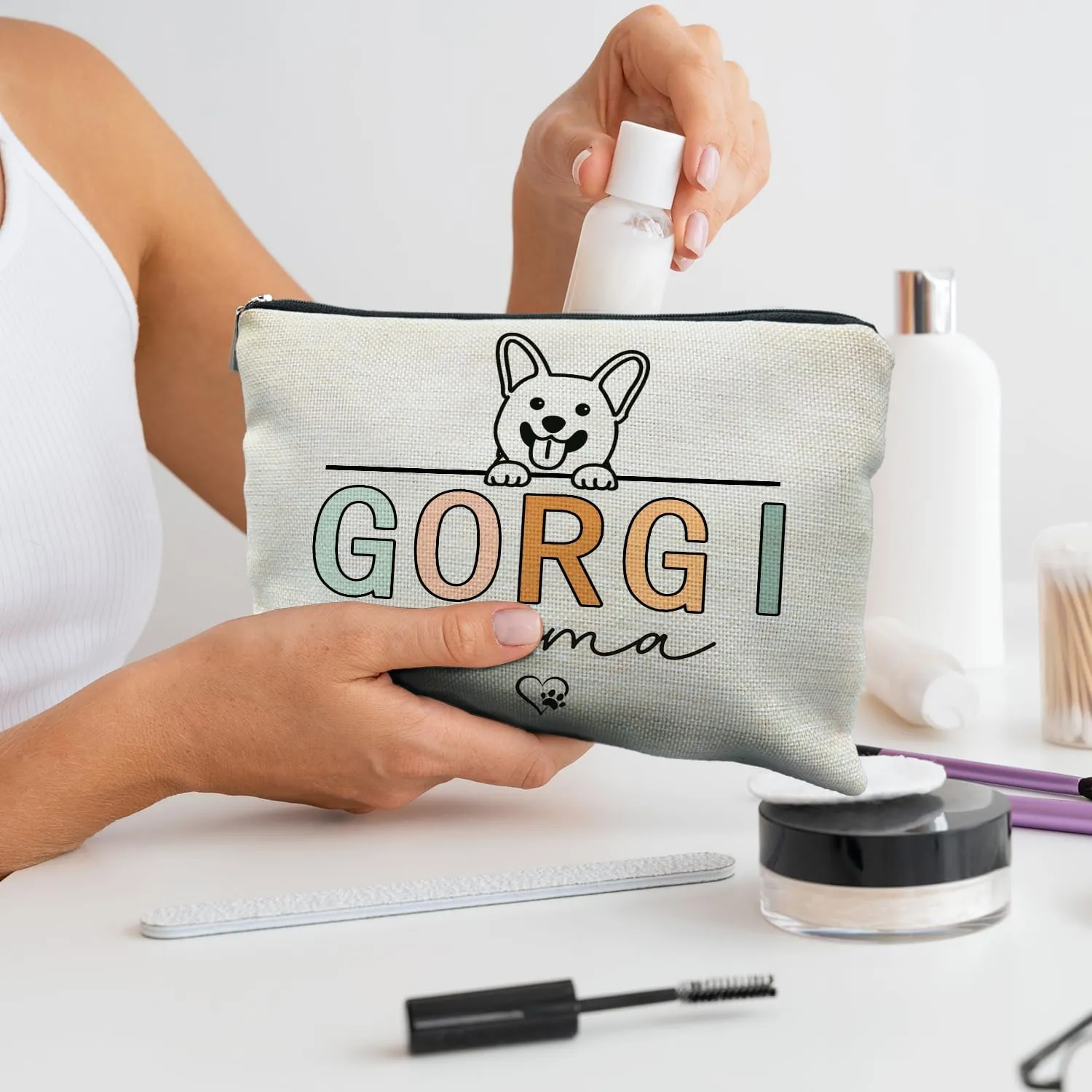 Corgi Mama Makeup Bag - Cosmetic Pouch for Corgi Lovers