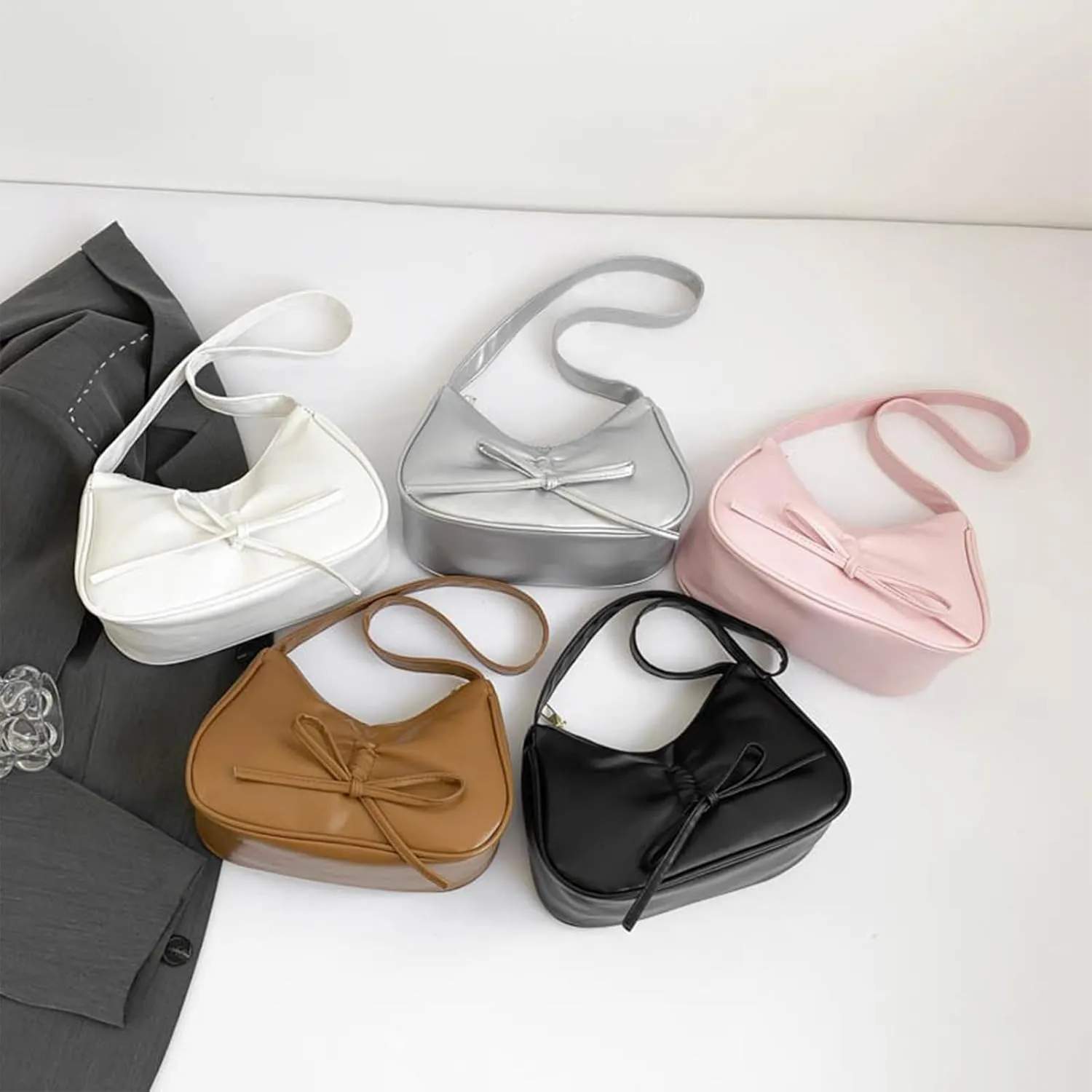 Crescent Shoulder Bags for Women,Small Hobo Tote Handbag,Crescent Bag,Clutch Purse Underarm Bag with Zipper Closure