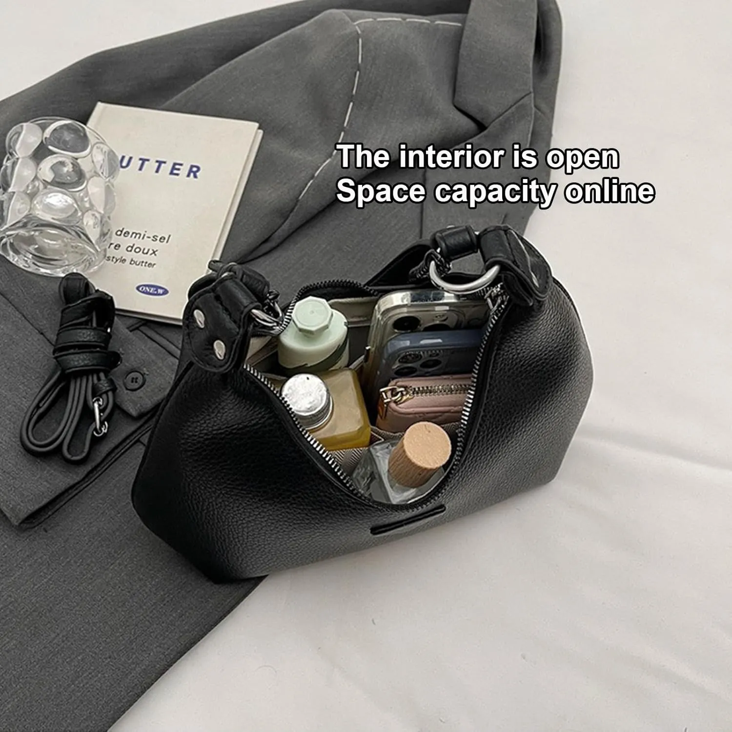 Crescent Shoulder Bags for Women,Small Hobo Tote Handbag,Crescent Bag,Clutch Purse Underarm Bag with Zipper Closure