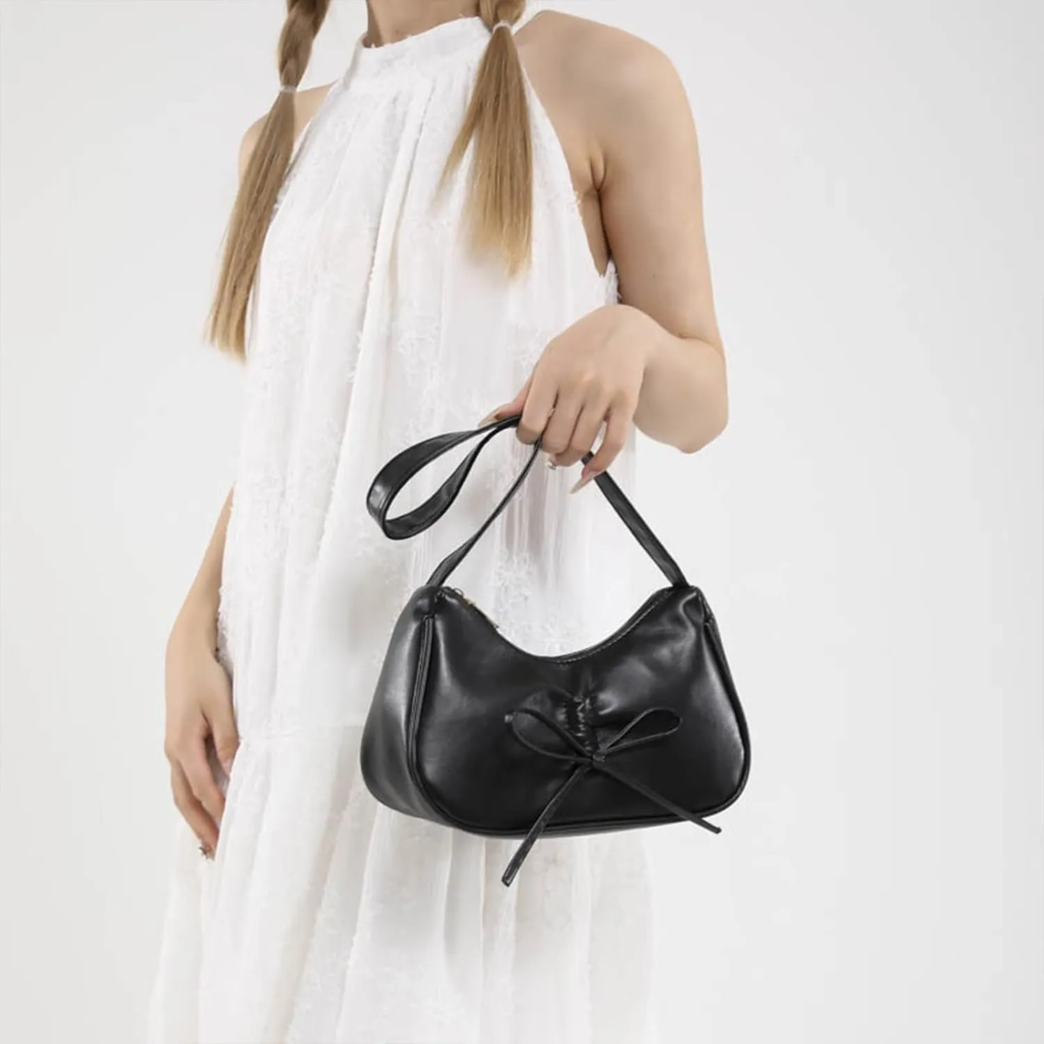 Crescent Shoulder Bags for Women,Small Hobo Tote Handbag,Crescent Bag,Clutch Purse Underarm Bag with Zipper Closure