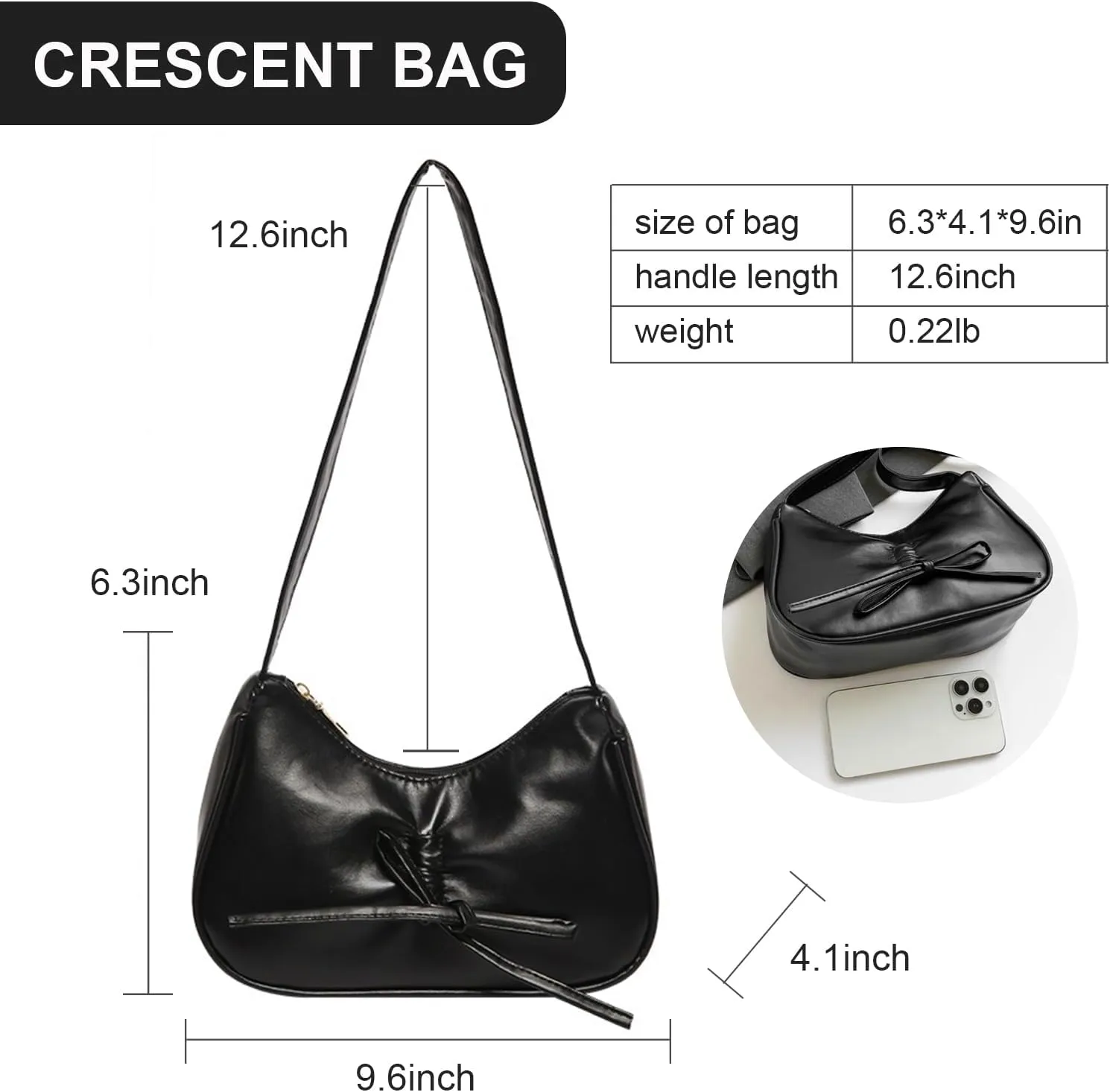 Crescent Shoulder Bags for Women,Small Hobo Tote Handbag,Crescent Bag,Clutch Purse Underarm Bag with Zipper Closure
