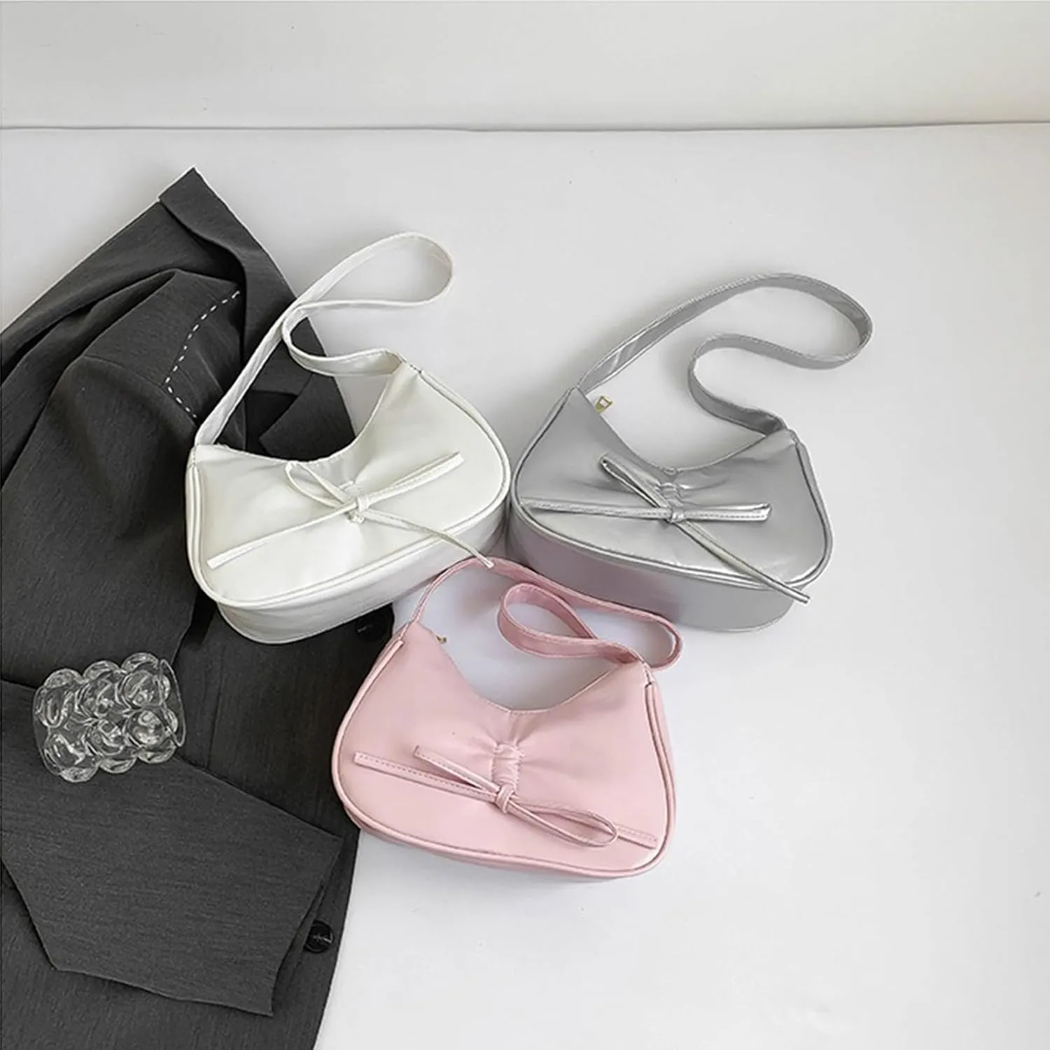 Crescent Shoulder Bags for Women,Small Hobo Tote Handbag,Crescent Bag,Clutch Purse Underarm Bag with Zipper Closure