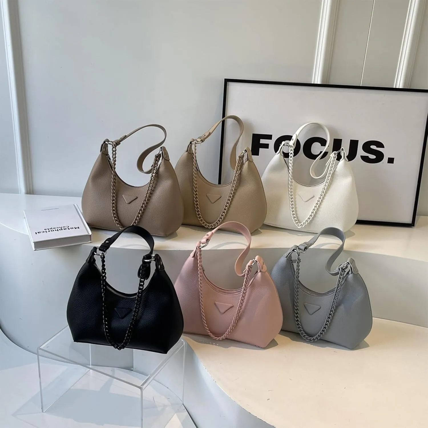 Crescent Shoulder Bags for Women,Small Hobo Tote Handbag,Crescent Bag,Clutch Purse Underarm Bag with Zipper Closure