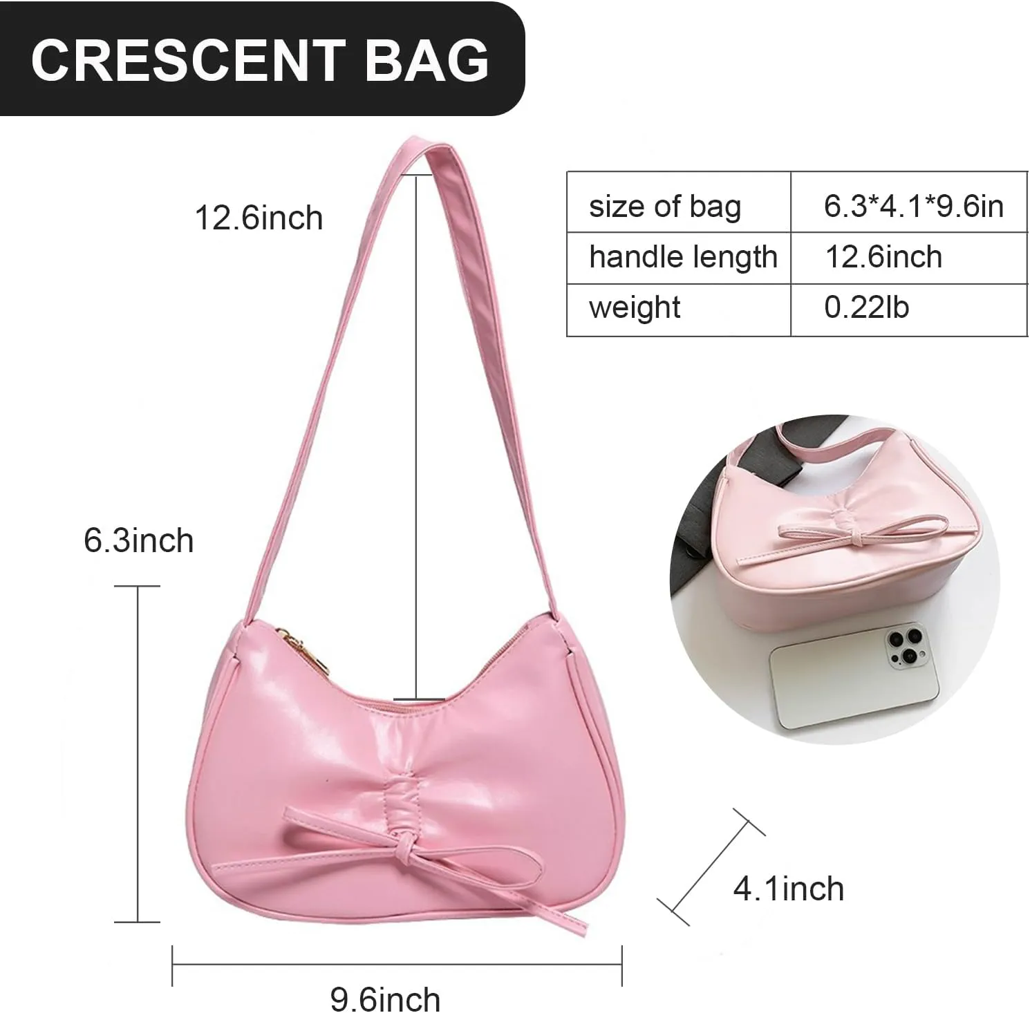 Crescent Shoulder Bags for Women,Small Hobo Tote Handbag,Crescent Bag,Clutch Purse Underarm Bag with Zipper Closure