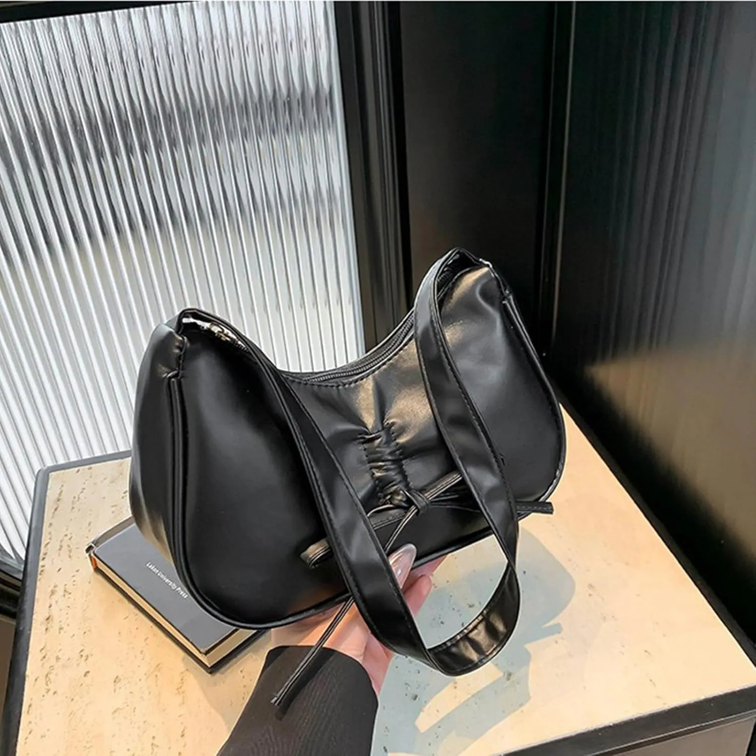 Crescent Shoulder Bags for Women,Small Hobo Tote Handbag,Crescent Bag,Clutch Purse Underarm Bag with Zipper Closure
