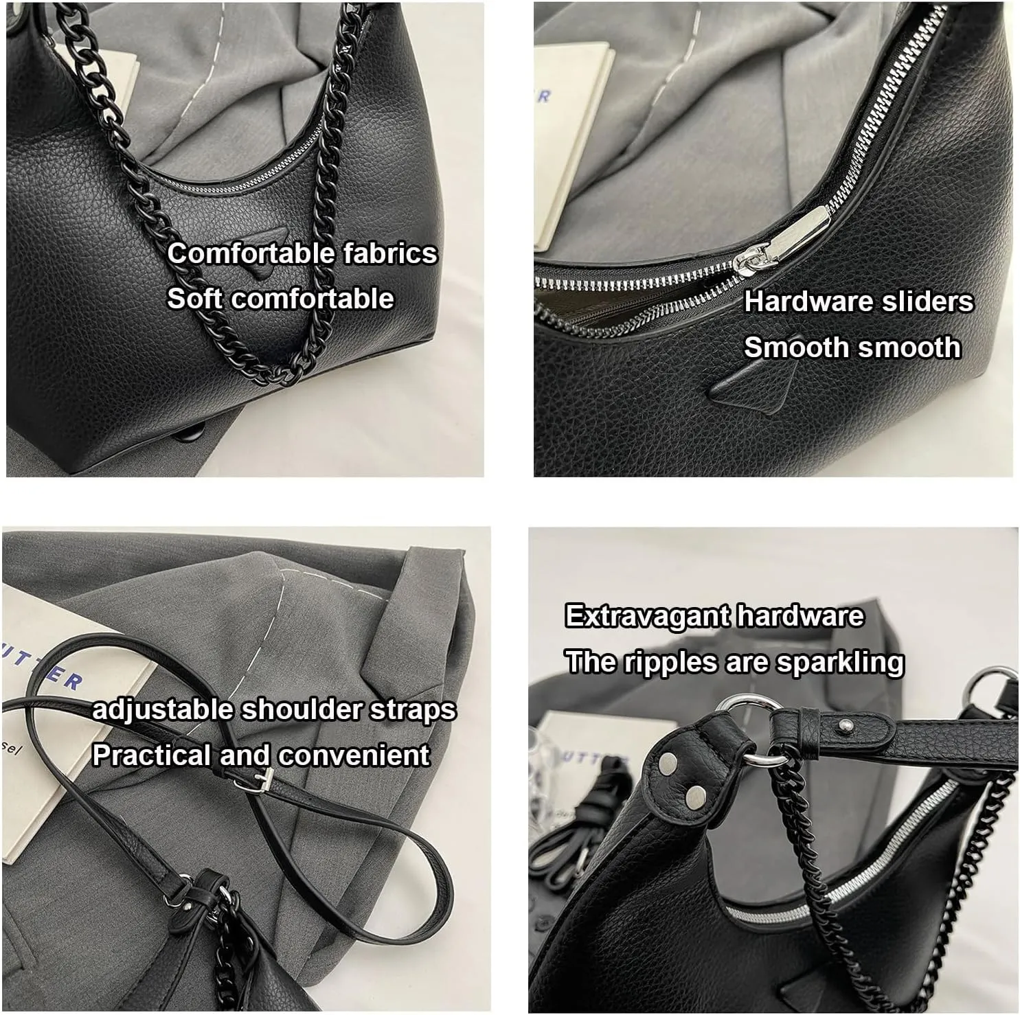 Crescent Shoulder Bags for Women,Small Hobo Tote Handbag,Crescent Bag,Clutch Purse Underarm Bag with Zipper Closure