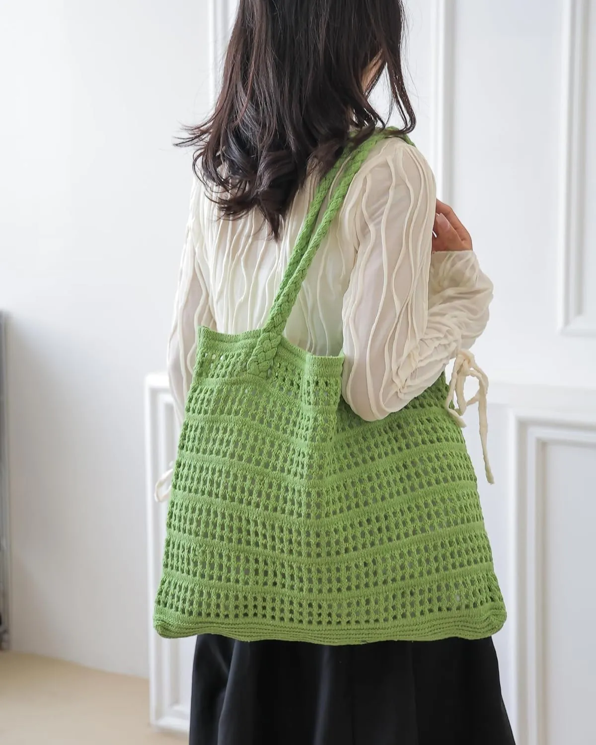 Crochet Bags for Women Summer Beach Tote Bag Large Capacity Shoulder Bag Aesthetic Hobo Bag Knit Bag Hippie Bag