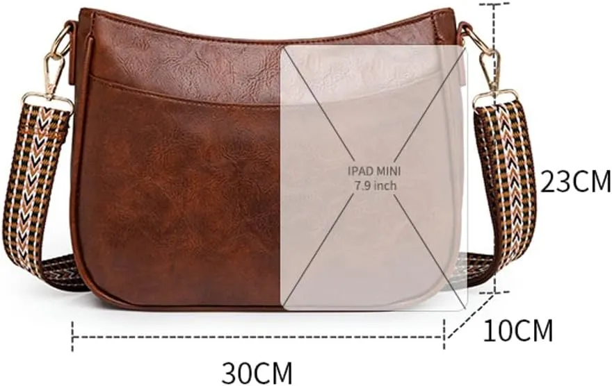 Crossbody Bags for Women Slouchy Hobo Bag Vintage Bags Shoulder Bag Purses for Women Square Bag with Wide Shoulder Strap