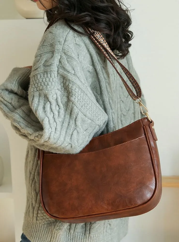 Crossbody Bags for Women Slouchy Hobo Bag Vintage Bags Shoulder Bag Purses for Women Square Bag with Wide Shoulder Strap
