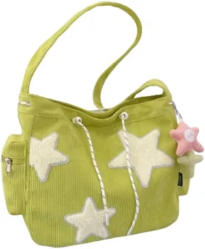 Crossbody Bags, Star Shaped Hand Hobo Bag, Zippered Crossbody Bags, Ladies Corduroy Handbags