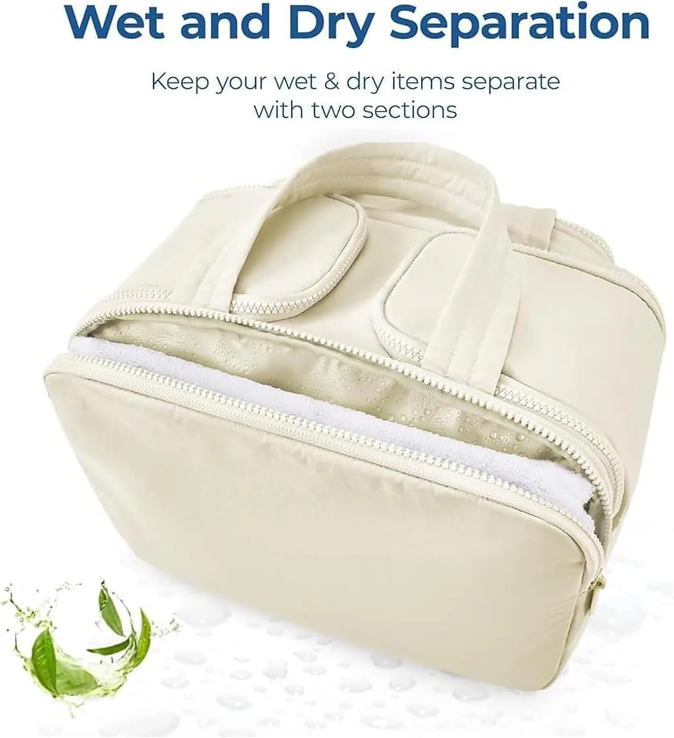 Curetoaway Travel Cosmetic Bag, Cureaway Large Capacity Wide-Open Travels Cosmetic Bag, Compact Travel Toiletry Bags, with 4 Compartments and Dry-Wet Separation (Gray)