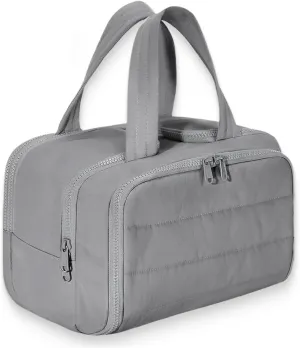Curetoaway Travel Cosmetic Bag, Cureaway Large Capacity Wide-Open Travels Cosmetic Bag, Compact Travel Toiletry Bags, with 4 Compartments and Dry-Wet Separation (Gray)