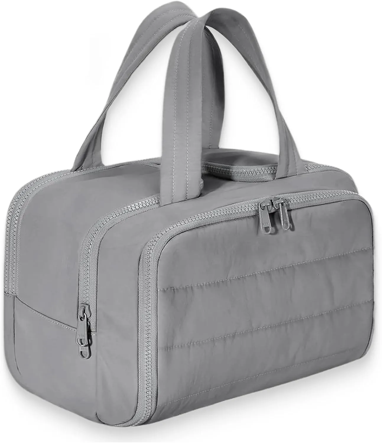 Curetoaway Travel Cosmetic Bag, Cureaway Large Capacity Wide-Open Travels Cosmetic Bag, Compact Travel Toiletry Bags, with 4 Compartments and Dry-Wet Separation (Gray)