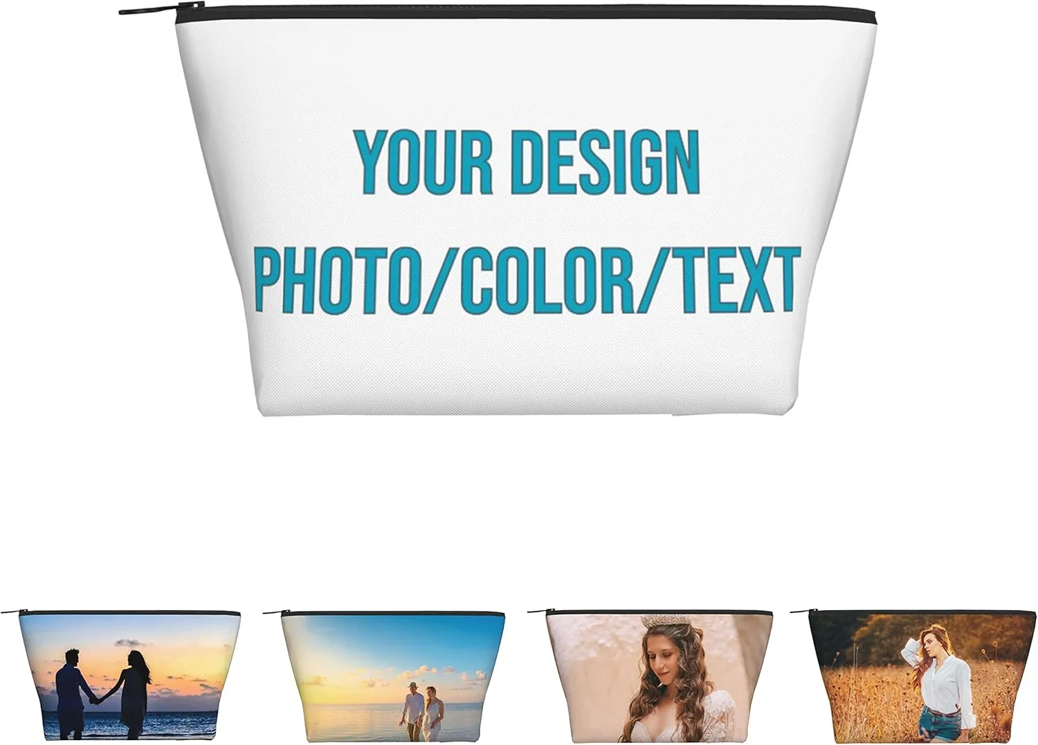 Custom Makeup Bag Design Your Own Photo Text Personalized Cosmetic Bags Lightweight Travel Makeup Pouch Stationery Bags Gifts for Women