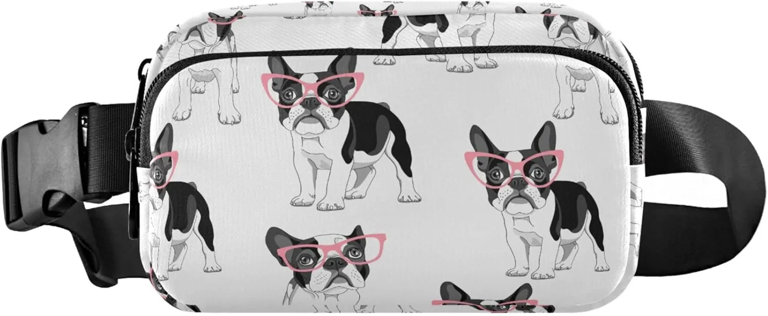 Customized Cartoon French Bulldog Fanny Pack for Women Bright Colored Large Hip Belt Bag Waterproof Waist Pouch for Women