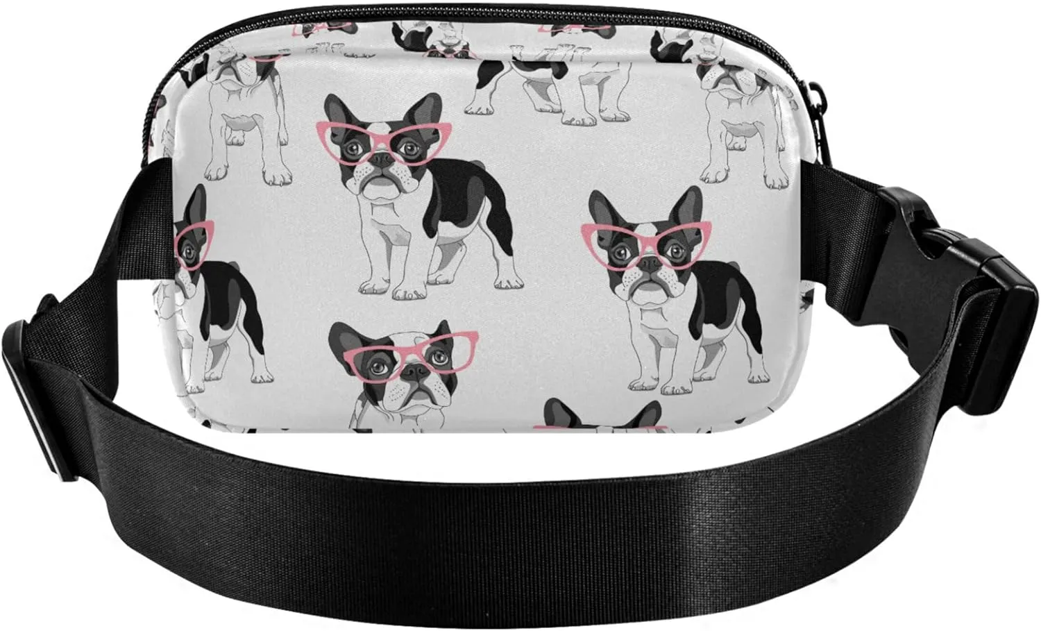 Customized Cartoon French Bulldog Fanny Pack for Women Bright Colored Large Hip Belt Bag Waterproof Waist Pouch for Women