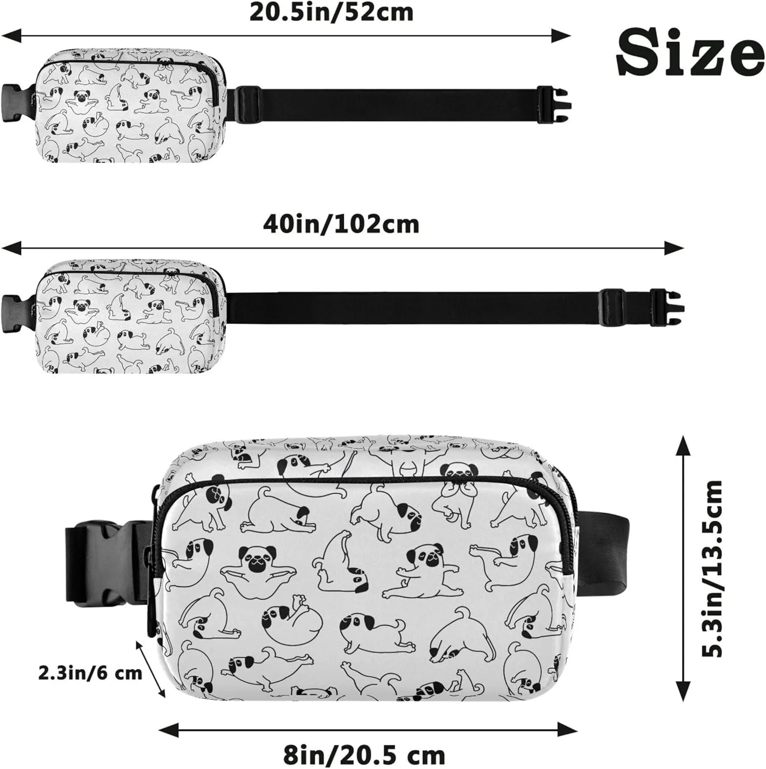 Customized Cartoon Puppy Dog Waterproof Fanny Packs for Women Hip Pack Belt Pouch Funny Travel Waist Pack for Men