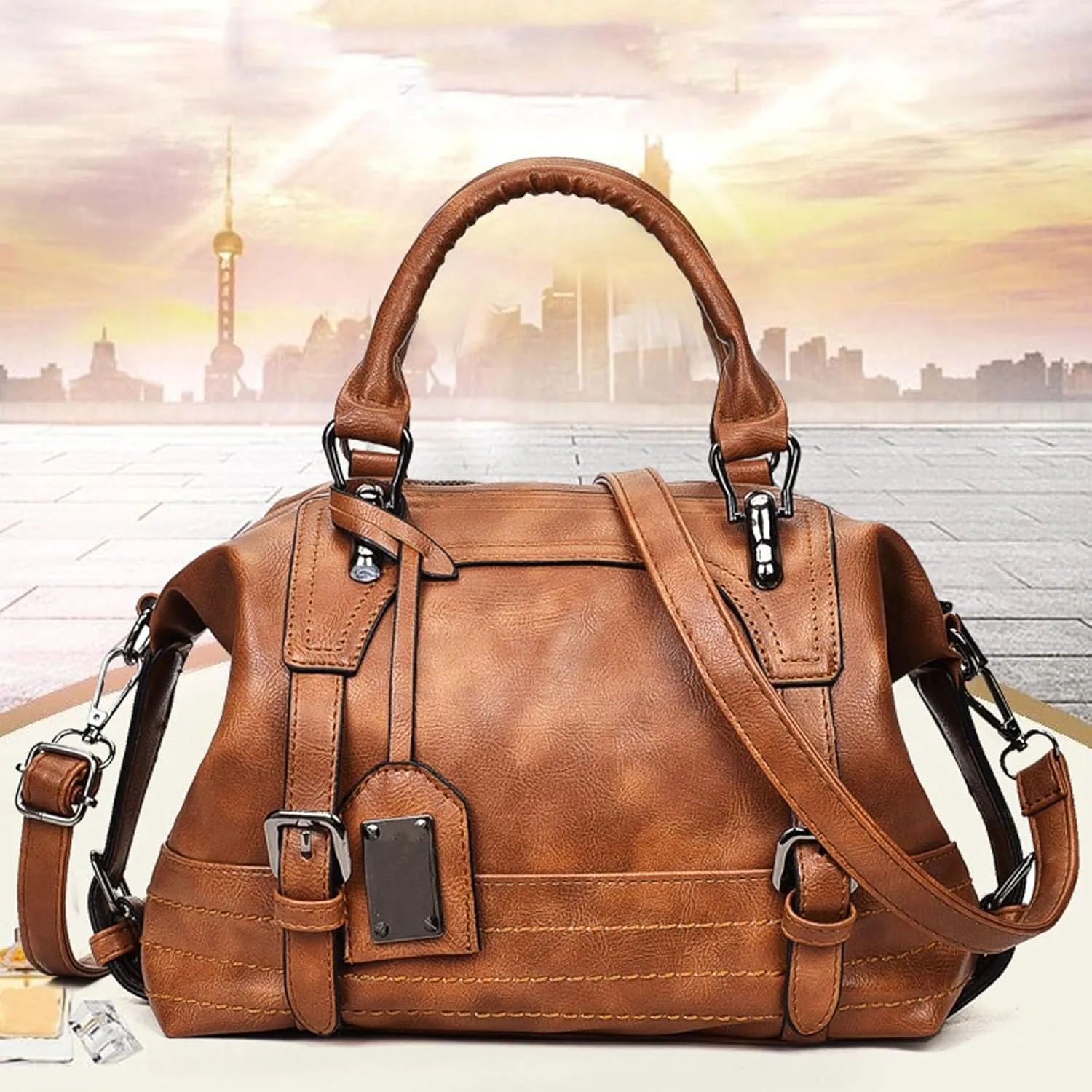 Cute and Unique Pink Shopping Shoulder Bags for Women, Lightweight Leather Handbag, Everyday Travel Hobo Bag