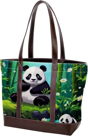 Cute Animals-1225 Tote Bags Durable Leather Canvas Purses and Handbags for Women Top Handle Shoulder Satchel Hobo Bags