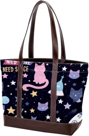 Cute Animals-1237 Tote Bags Durable Leather Canvas Purses and Handbags for Women Top Handle Shoulder Satchel Hobo Bags