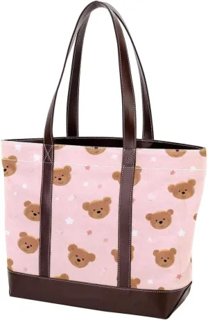 Cute Animals-1249 Tote Bags Durable Leather Canvas Purses and Handbags for Women Top Handle Shoulder Satchel Hobo Bags