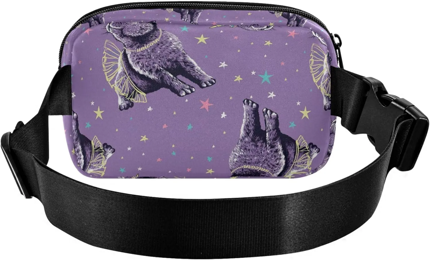 Cute Bunny Purple Fanny Packs for Women Belt Bag Hip Pack Waterproof Colorful Crossbody Waist Purse