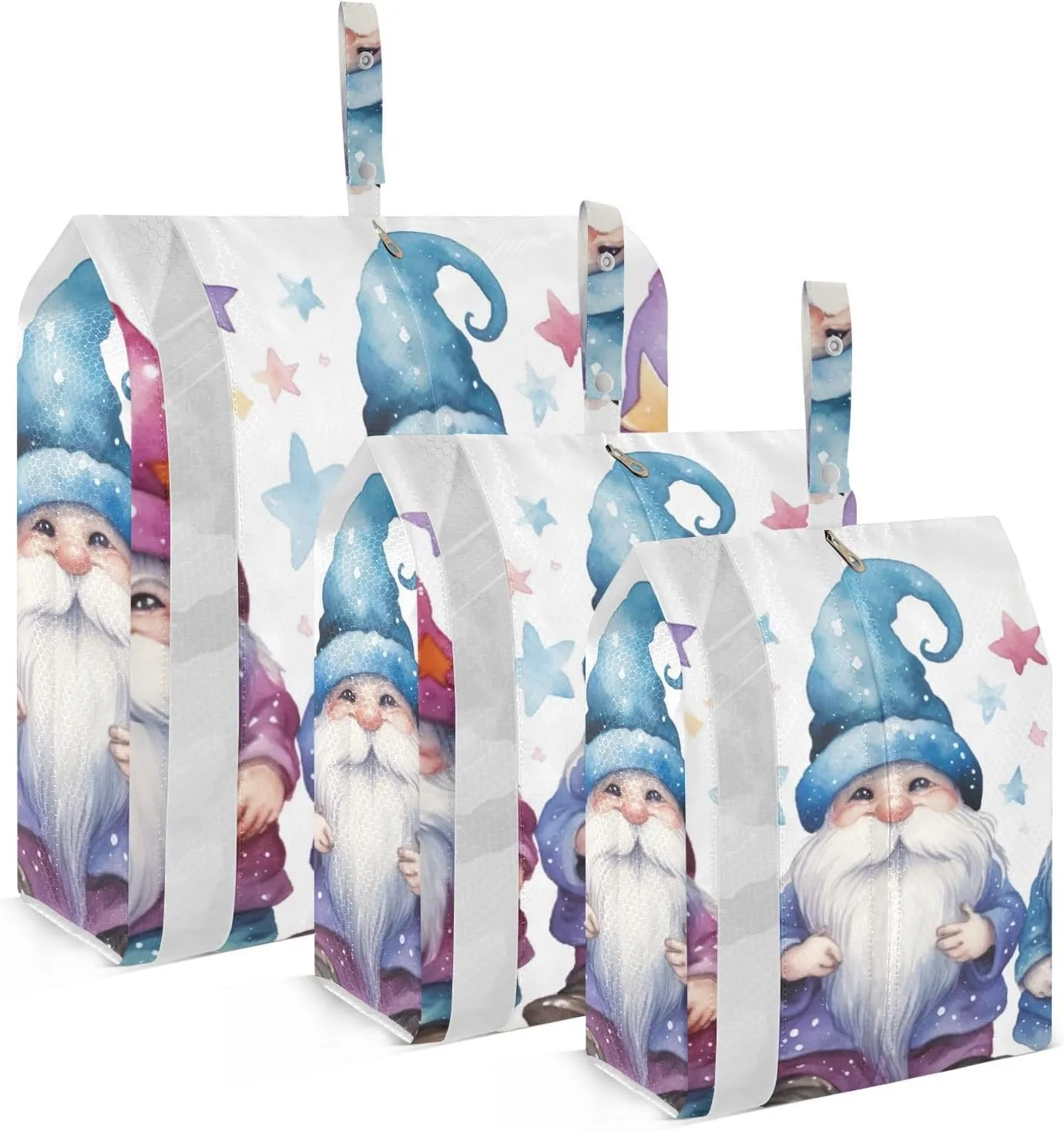 Cute Gnomes Packing Cubes Set of 3, Lightweight Travel Luggage Organizers Foldable Bags for Easy Packing and Organization
