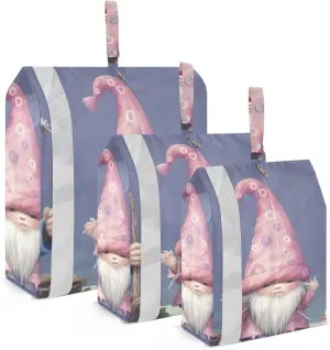 Cute Gnomes Packing Cubes Set of 3, Lightweight Travel Luggage Organizers Foldable Bags for Easy Packing and Organization