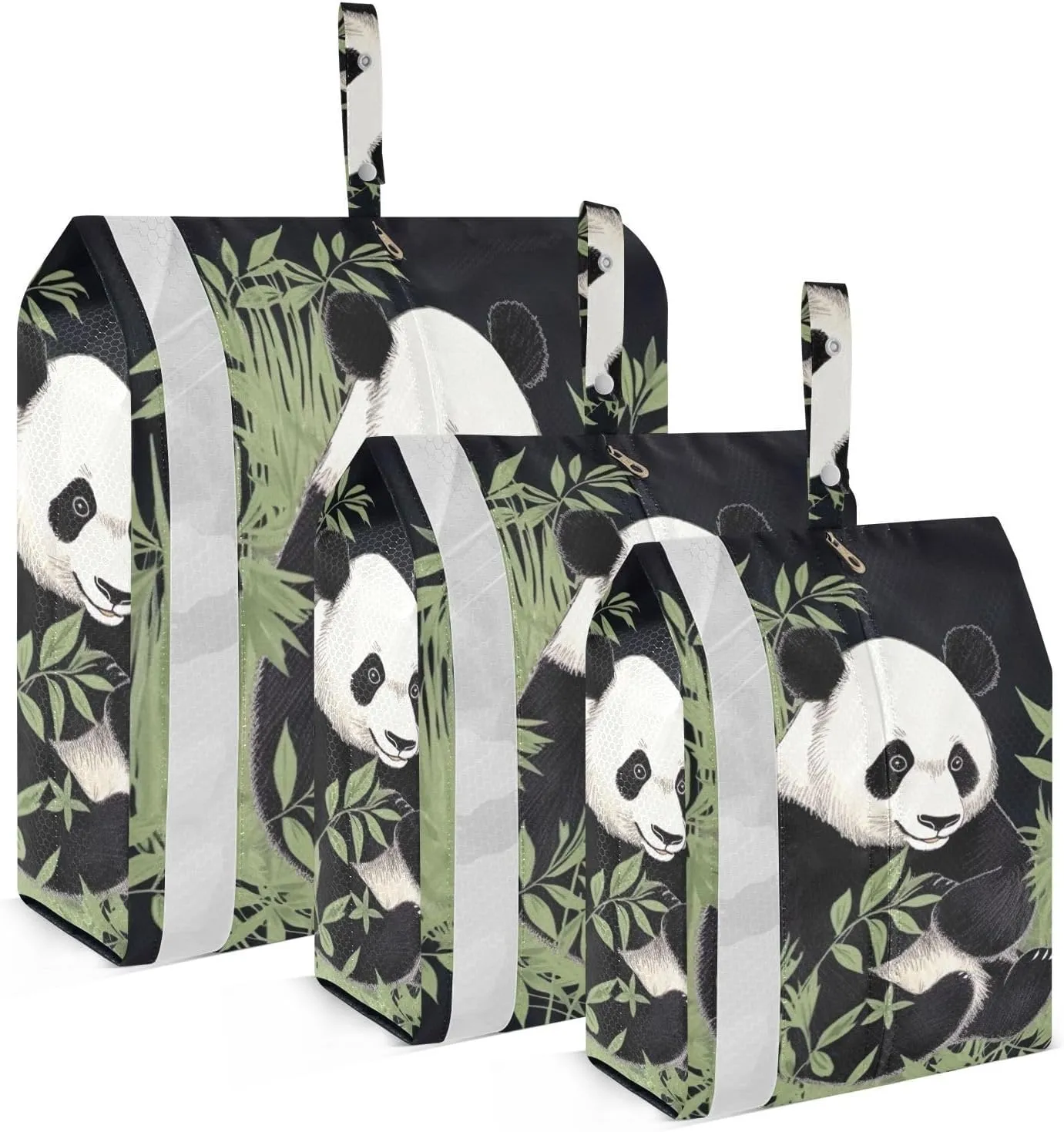 Cute Panda Packing Cubes Set of 3, Lightweight Travel Luggage Organizers Foldable Bags for Easy Packing and Organization