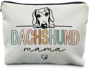 dachshund makeup bag, dachshund gifts for women, gifts for dachshund lovers, dachshund mama cosmetic bag makeup pouch