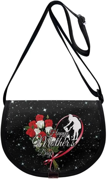 Damask Flowers Classic Messenger Bag Vivid Goldfish Crescent Canvas Cross Body Bag American Flag Pride Shoulder Bags