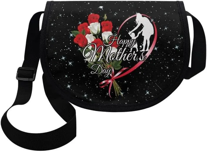 Damask Flowers Classic Messenger Bag Vivid Goldfish Crescent Canvas Cross Body Bag American Flag Pride Shoulder Bags